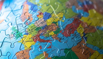 Jigsaw map of Europe in colour