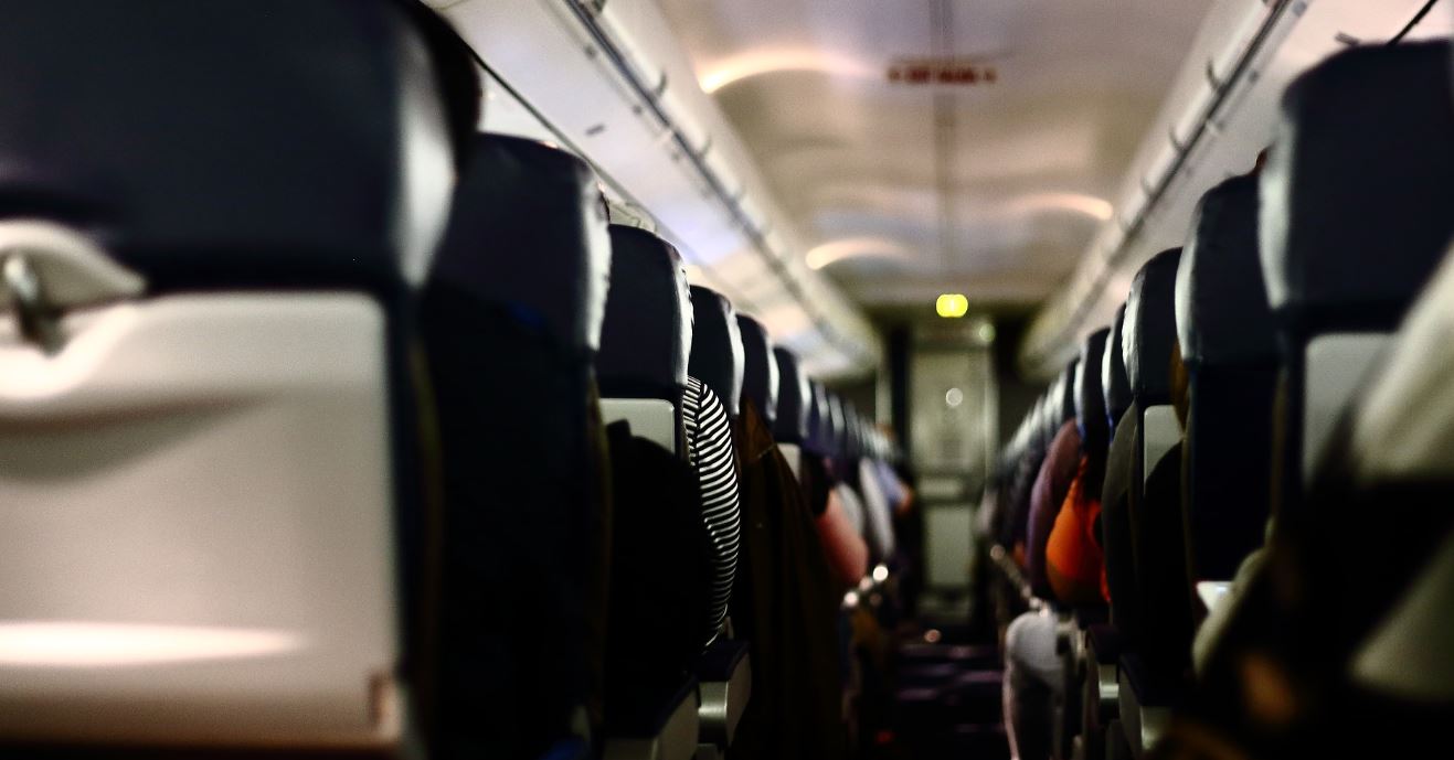 Inside airplane cabin low level Inside airplane cabin taken from floor level