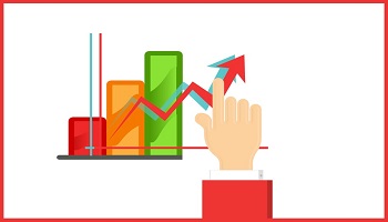 Illustration showing coloured graph and increased productivity 